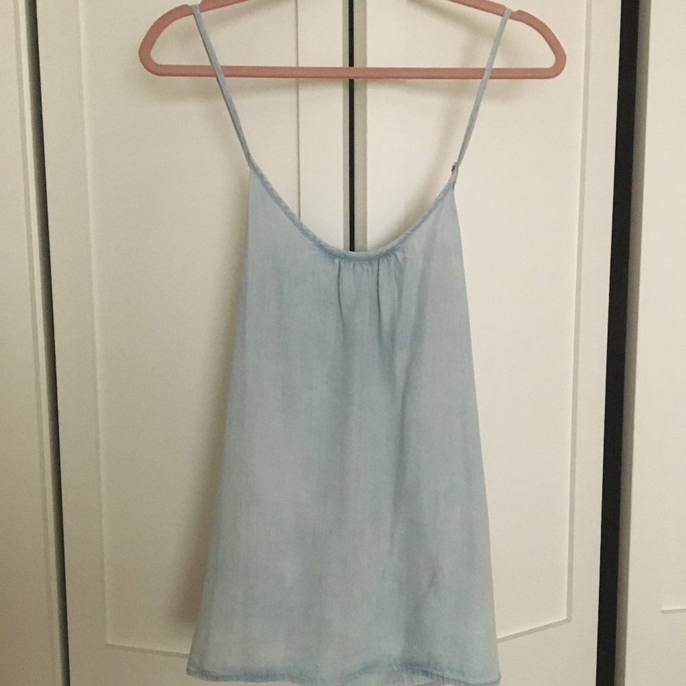 Gap Light Denim tank w/ crisscross straps
